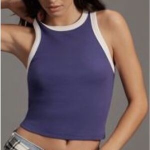 Maeve Purple and White Tank Top